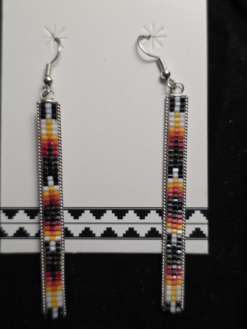 Authentic Handmade Navajo Earrings By Artist Jackie Gray - Fish Hook Dangel 3in